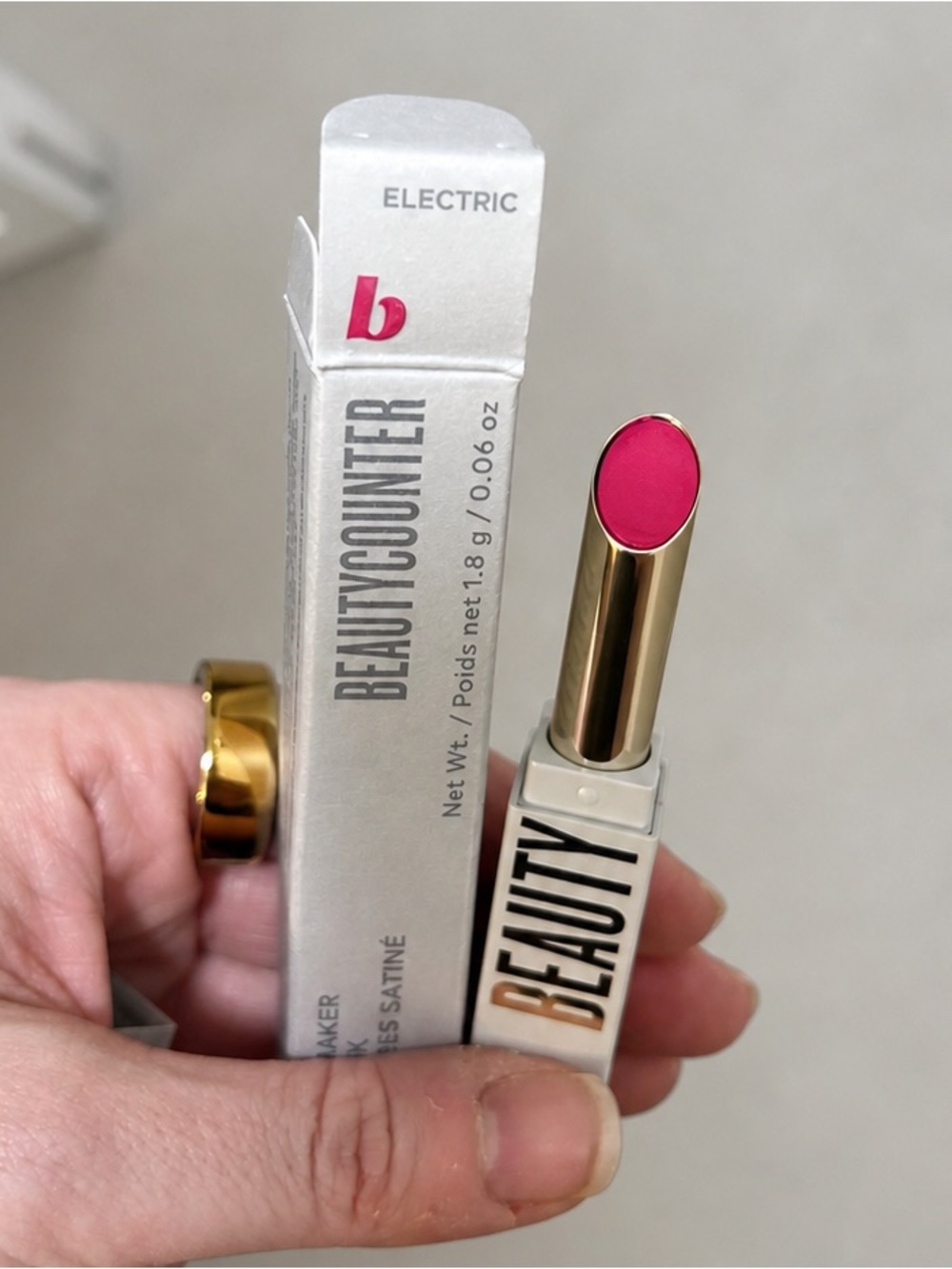 NIB Beautycounter Electric Satin Lipstick Vivid Pink Statement Lip Color